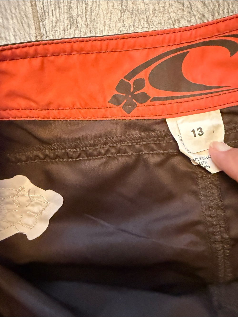 Y2K O'Neill Woman’s Brown And Orange Swim Boardshorts Size 13 With - Picture 6 of 8